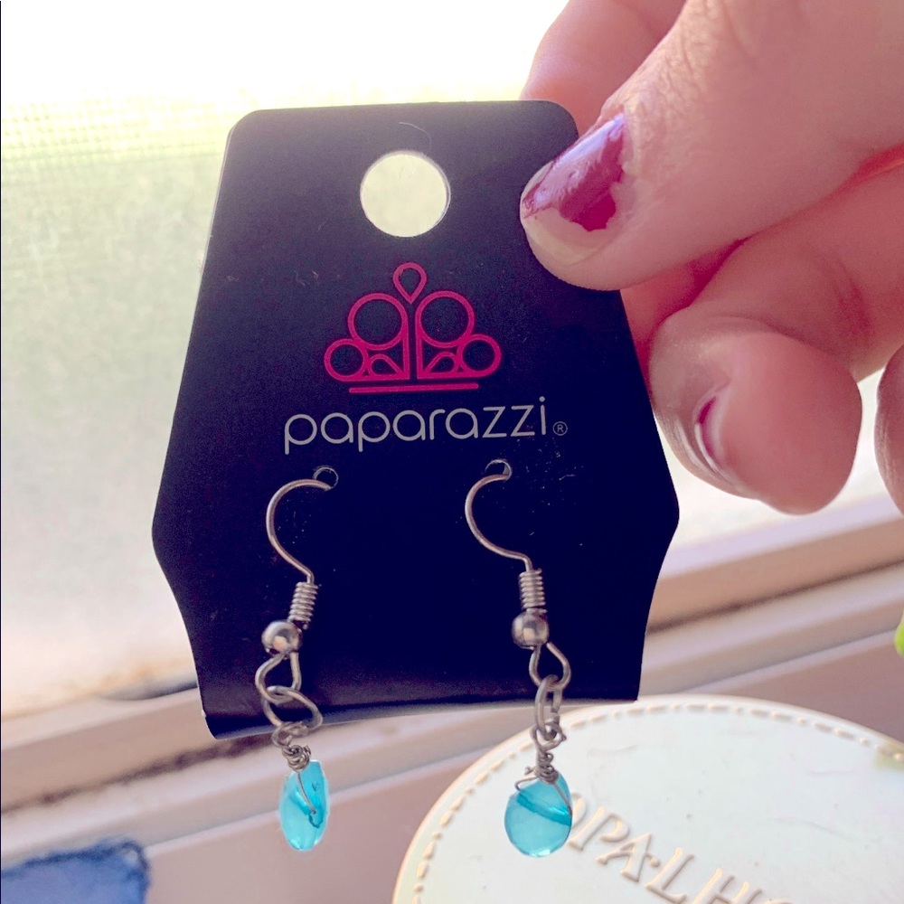 Paparazzi Silver and blue Earrings